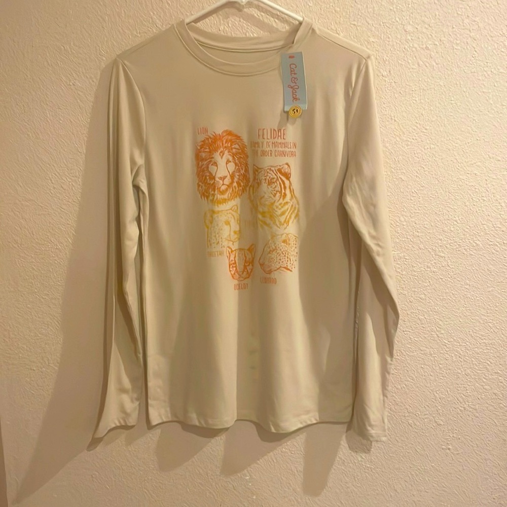 NWT BOYS XL 16 LONG SLEEVE GRAPHIC T- SHIRT CAT AND JACK - Picture 1 of 7